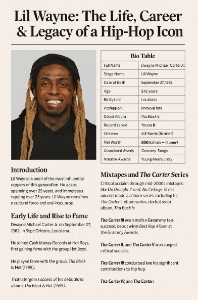 Lil Wayne: The Life, Career, Influence, and Legacy of a Hip-Hop Legend